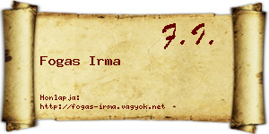 Fogas Irma névjegykártya